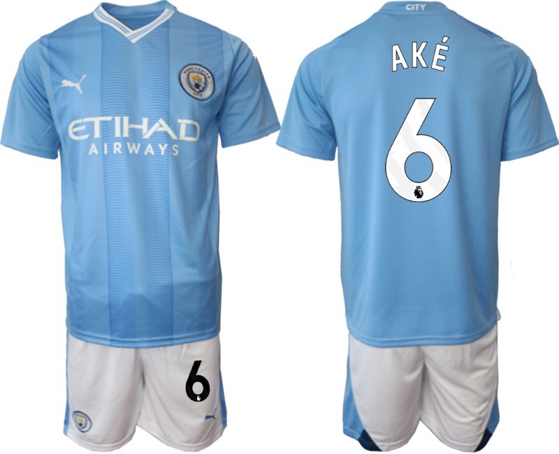 Men 2023-2024 Club Manchester City home Light blue #6 Soccer Jersey->manchester city jersey->Soccer Club Jersey